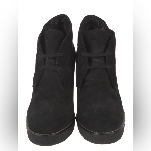 AQUATALIA Black Suede Ankle Lace Up Wedge Ankle Boot - sz 10 - Picture 1 of 6